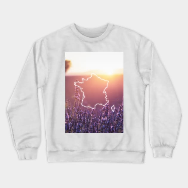 France Country Map | Luminous Landscapes Crewneck Sweatshirt by Visitify